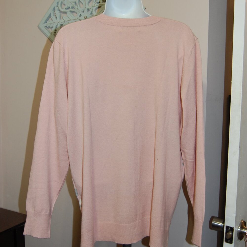 Liz Claiborne, Chevron stripe, pink sweater - Picture 6 of 8